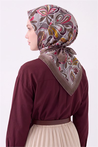 Velora Eşarp Aura Floral Koyu Vizon