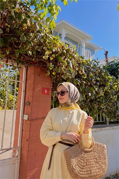 Velora Eşarp Fırça Desen Sarı