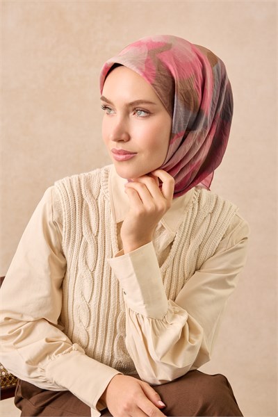 Velora Eşarp Watercolor Koyu Pembe
