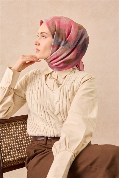 Velora Eşarp Watercolor Koyu Pembe