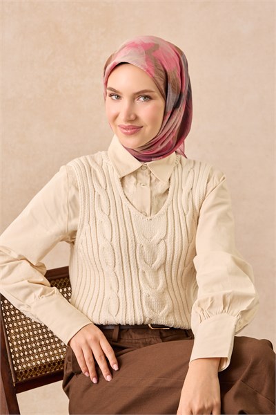 Velora Eşarp Watercolor Koyu Pembe