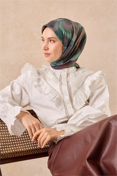 Velora Eşarp Watercolor Petrol Mavisi