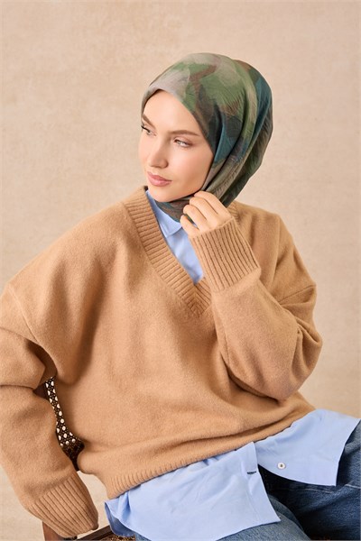 Velora Eşarp Watercolor Koyu Yeşil