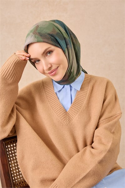 Velora Eşarp Watercolor Koyu Yeşil