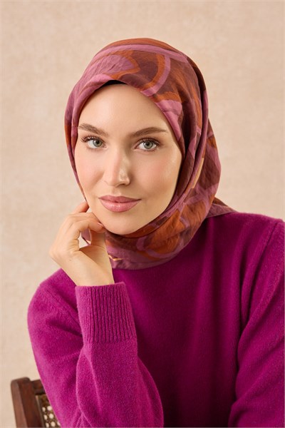 Velora Eşarp Abstract Koyu Gül Kurusu