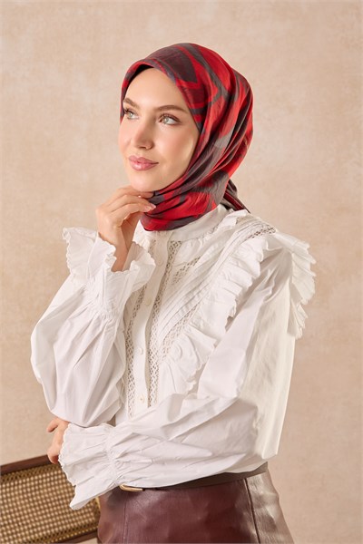Velora Eşarp Abstract Koyu Kırmızı