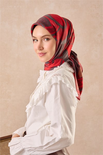 Velora Eşarp Abstract Koyu Kırmızı