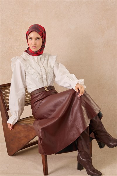 Velora Eşarp Abstract Koyu Kırmızı