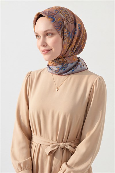 Soft Eşarp Şal Motif Pudra Vizon