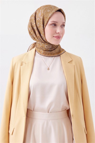 Soft Eşarp Etnik Olive
