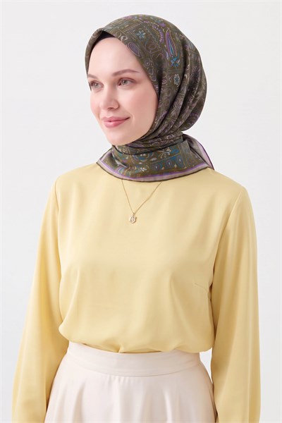 Soft Eşarp Etnik Koyu Yeşil