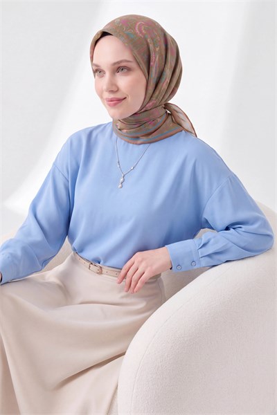 Soft Eşarp Etnik Yağ Yeşili