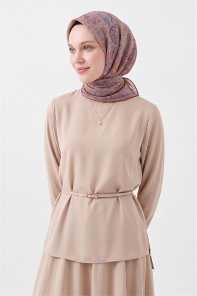 Soft Eşarp Etnik Vizon