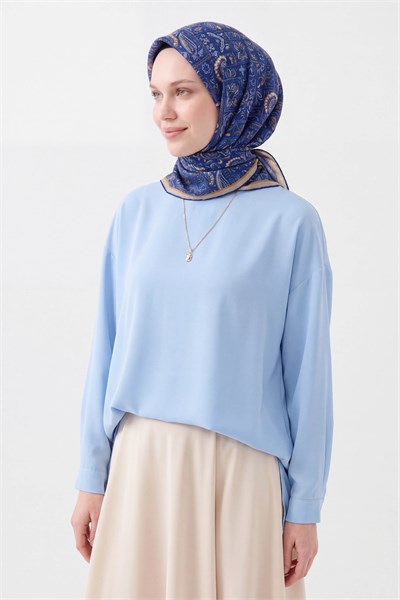 Soft Eşarp Etnik Lacivert