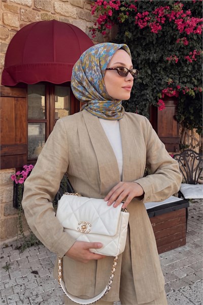 Soft Eşarp Autumn Bloom Gök Mavisi