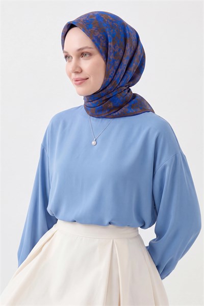 Soft Eşarp Autumn Bloom Saks Mavisi