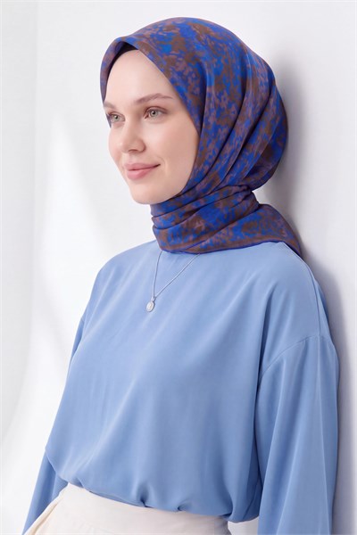 Soft Eşarp Autumn Bloom Saks Mavisi