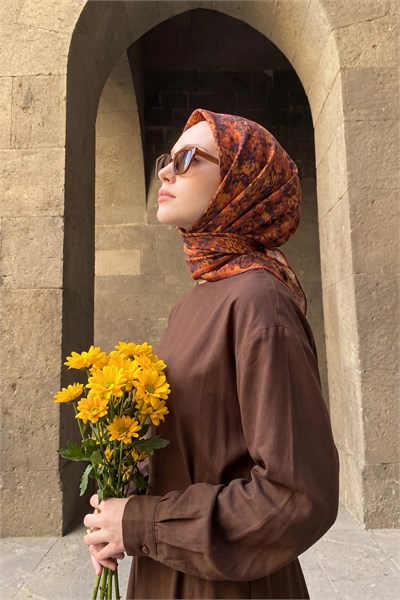 Soft Eşarp Autumn Bloom Çikolata Kahve
