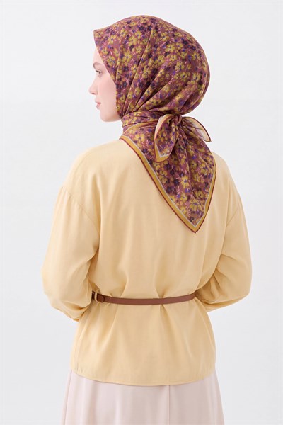 Soft Eşarp Mini Floral Koyu Gülkurusu