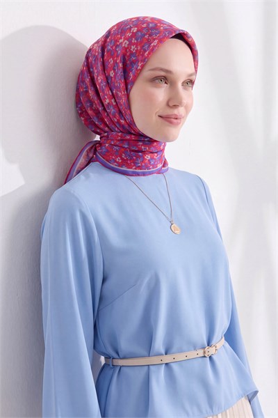 Soft Eşarp Mini Floral Fuşya