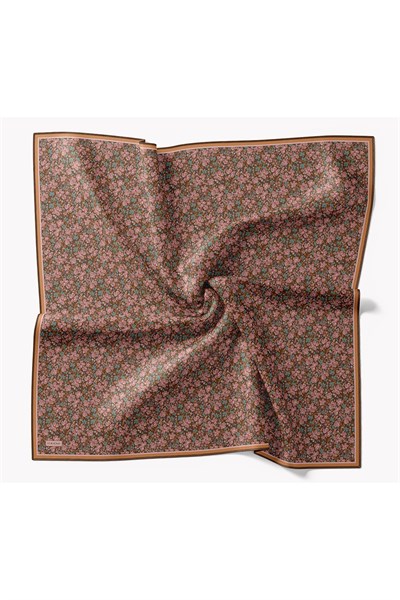 Soft Eşarp Mini Floral Sütlü Kahve
