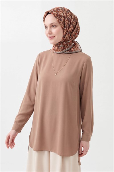 Soft Eşarp Mini Floral Kahverengi