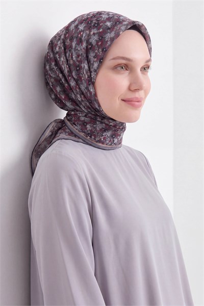 Soft Eşarp Mini Floral Füme