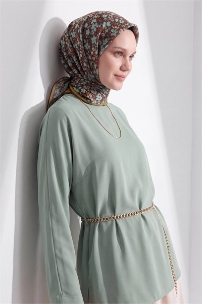 Soft Eşarp Mini Floral Acı Kahve
