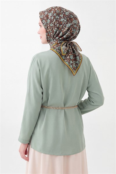 Soft Eşarp Mini Floral Acı Kahve