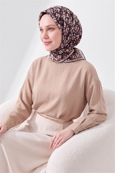 Soft Eşarp Mini Floral Siyah