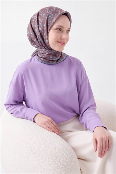 Soft Eşarp Mini Floral Mavi Gri