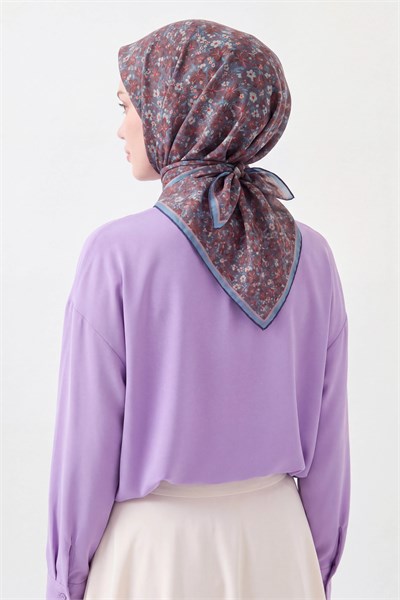 Soft Eşarp Mini Floral Mavi Gri