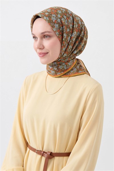 Soft Eşarp Mini Floral Yeşil