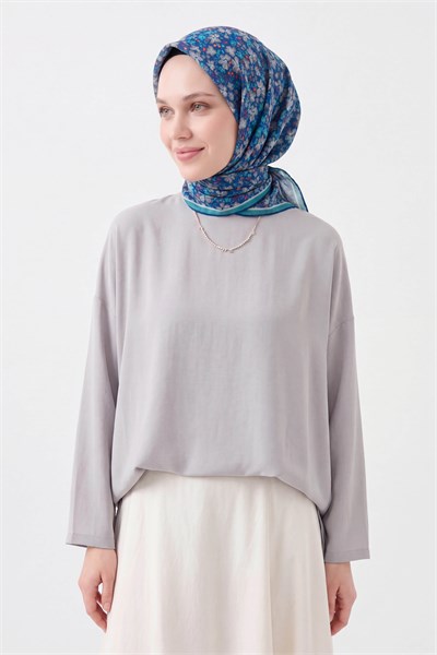 Soft Eşarp Mini Floral Koyu Mavi
