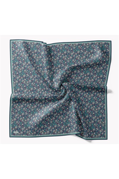 Soft Eşarp Mini Floral Koyu Mavi