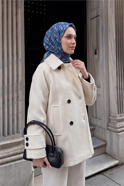 Soft Eşarp Mini Floral Koyu Mavi