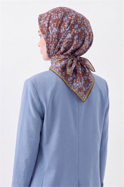 Soft Eşarp Mini Floral Çikolata Kahve