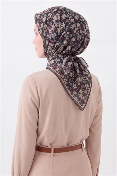 Soft Eşarp Mini Floral Siyah