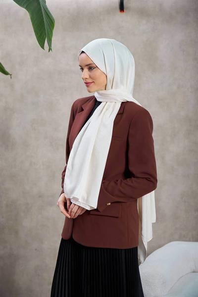 Alesa Desen İpeksi Jakar Şal Ekru 9003-06