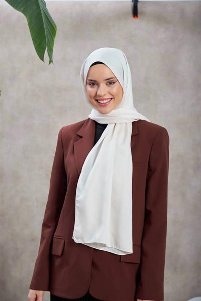 Alesa Desen İpeksi Jakar Şal Ekru 9003-06