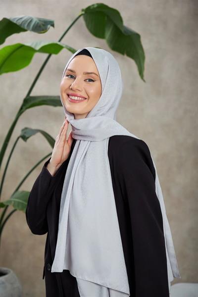 Alesa Desen İpeksi Jakar Şal Gri 9003-07