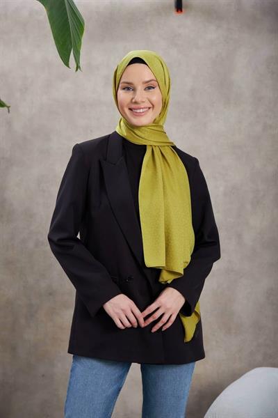Alesa Desen İpeksi Jakar Şal Yağ Yeşili 9003-05