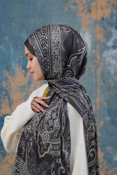 Antrasit Hint Vual Şal -  5008-13