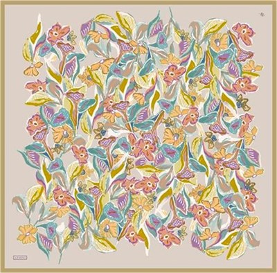 Armine Çiçek Desenli Saf İpek Twill Eşarp 9332D 07