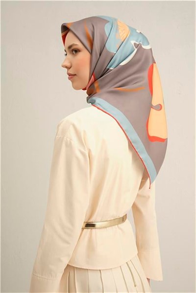 Armine Çiçek Desenli Saf İpek Twill Eşarp 9317D 03