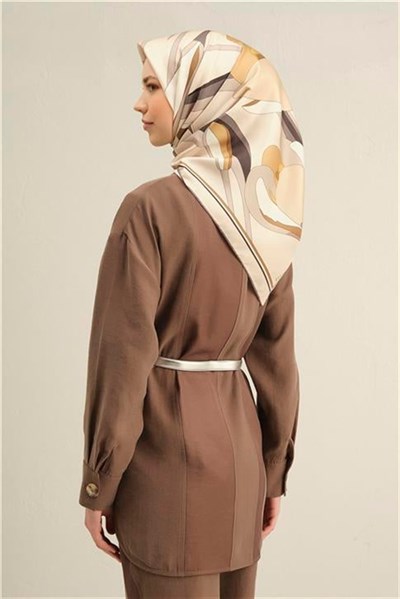 Armine Çiçek Desenli Saf İpek Twill Eşarp 9302 38