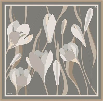 Armine Çiçek Desenli Saf İpek Twill Eşarp 9302D 04