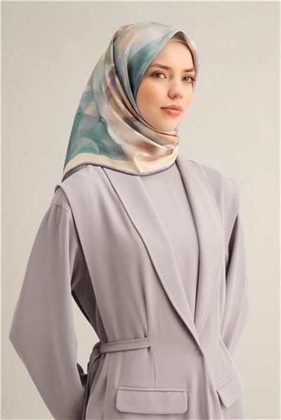 Armine Çiçek Desenli Saf İpek Twill Eşarp 9310D 32
