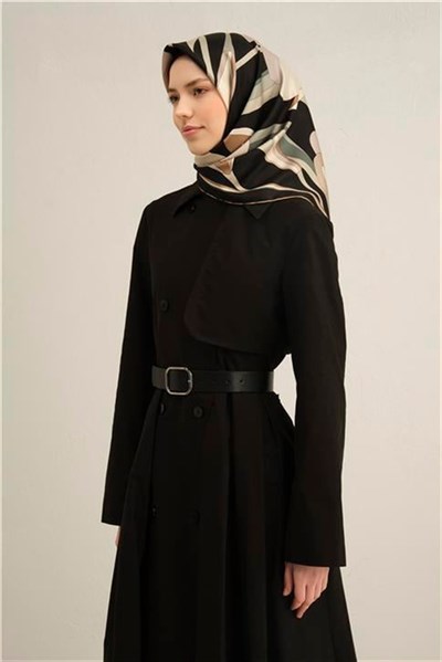 Armine Çiçek Desenli Saf İpek Twill Eşarp 9302D 08