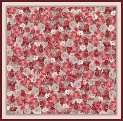 Armine Çiçek Desenli Saf İpek Twill Eşarp 9300D 04